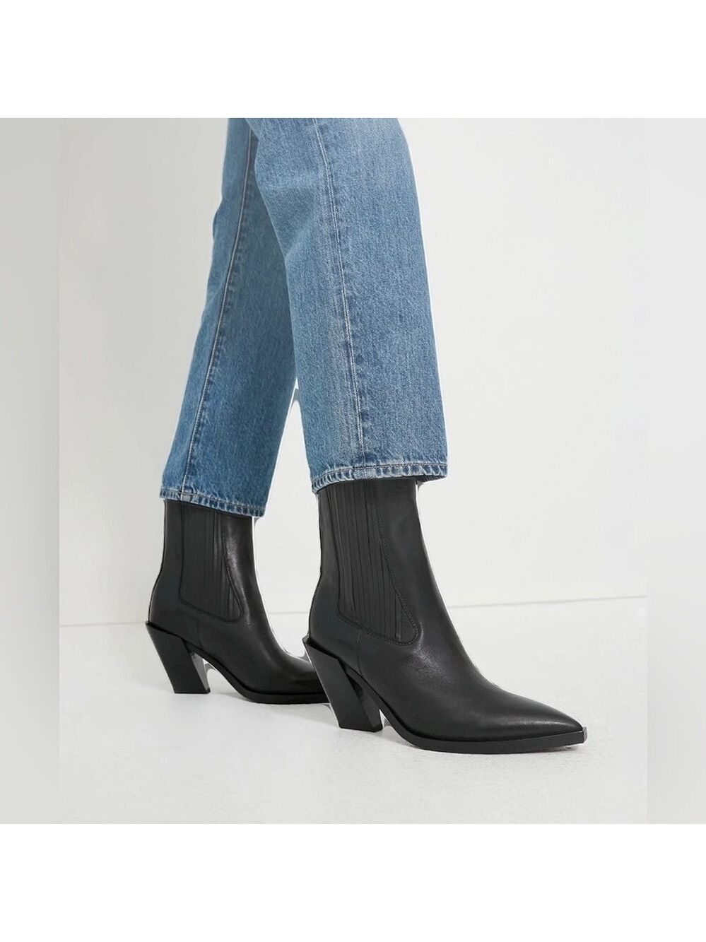 Sam Edelman Mandey Western Ankle Booties in Black Suede - new
